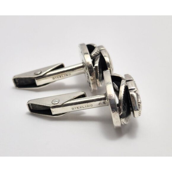 Allan Adler Sterling Silver Scarab Cufflinks 1940s Silversmith to the Stars - Picture 7 of 9